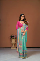 Chettinadu Cotton saree  in sea green with slub texture - (SA-083) - Dakshin Weaves